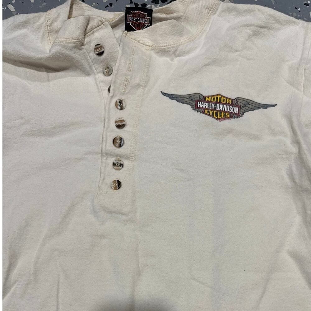 1998 Harley Davidson Cotton Henley Tee